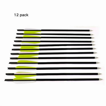 20 Inch Carbon Crossbow Bolts for Hunting Archery, Fluorescent Yellow & White 4" Vanes, Replaceable Arrowhead Tips, Pack of 12