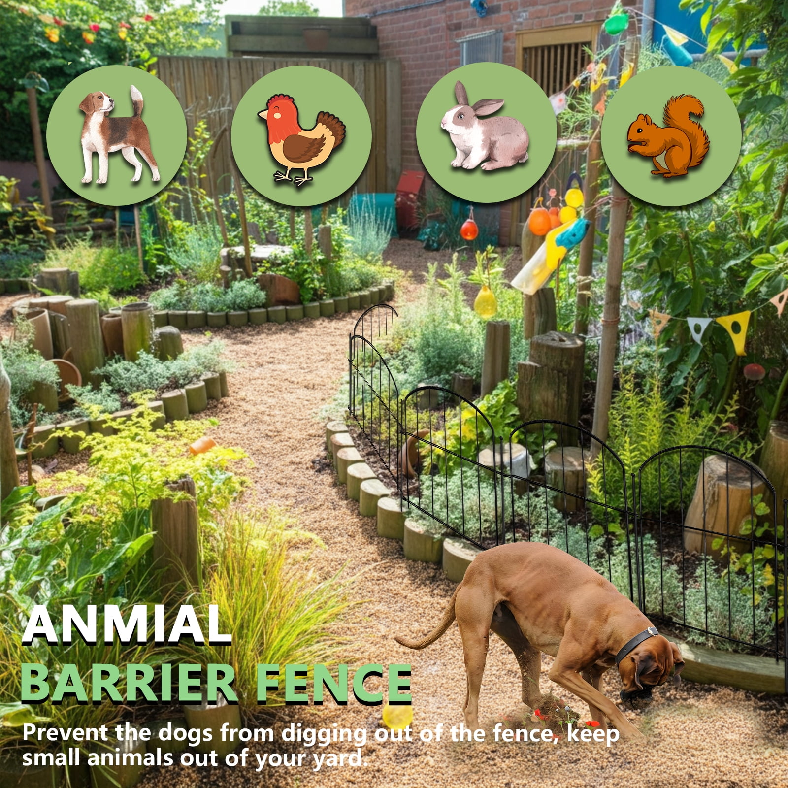 Quobiad 21in(H) x 26ft(L) Garden Fence Animal Barrier No Dig, 26 Panels Rustproof Arched Small Metal Fencing, 1.5in Gap Fence Border, Outdoor Decorative Fence for Yard Dogs Rabbits