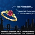 thumbnail image 2 of Gem Stone King 18K Yellow Gold Plated Silver Pink Tourmaline and Green Peridot Engagement Ring for Women | 1.26 Cttw | Oval 7X5MM | Gemstone October Birthstone | Size 5, 2 of 6