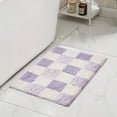 thumbnail image 3 of Alfombra de baño CozoCube de microfibra antideslizante a cuadros, color morado, 3 of 9