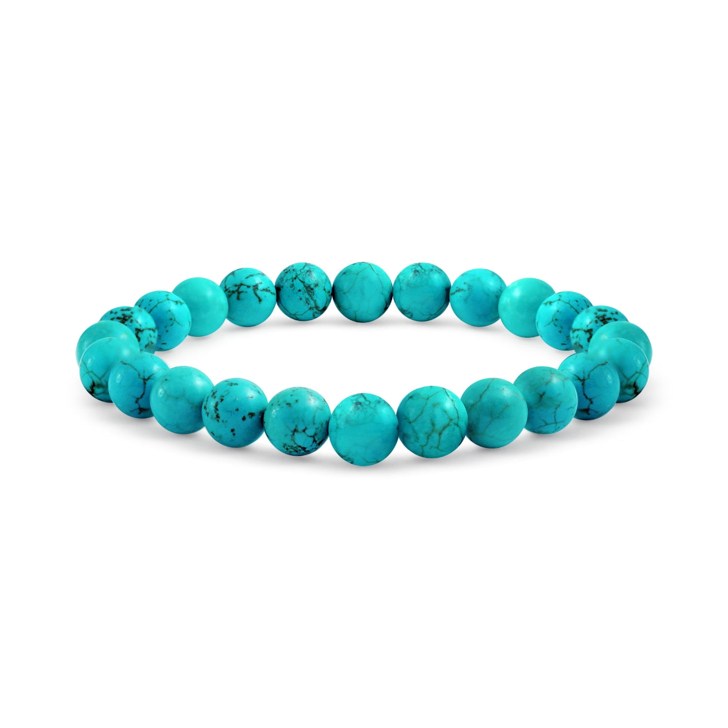 Semi Precious Stabilized Turquoise Round Bead 8MM Stretch Bracelet for ...