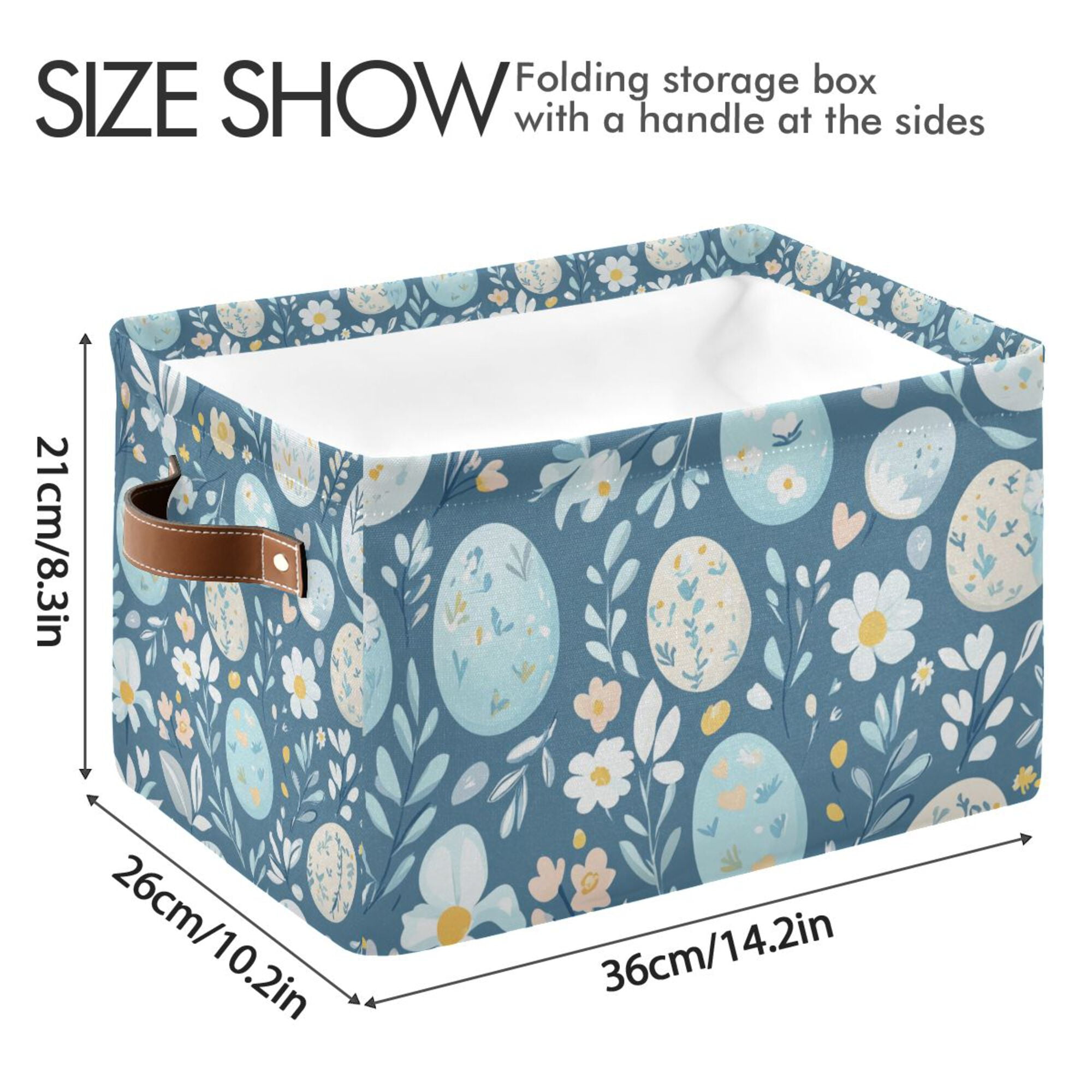 Yayeee 2 Pack Canvas Storage Basket with Handles for Shelves Fabric Bins Closet Organizer, Easter Eggs