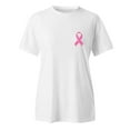 thumbnail image 4 of Womens Summer Blouses Fashion Solid Breast Cancer Awareness Print Round Neck Short Sleeve Womens T Shirts,White,L, 4 of 4