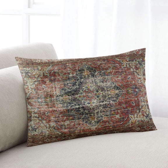 Boho Vintage Standard Size Pillow Cover,Pillowcase Protectors with Zipper,Breathable Decorative Throw Pillow Case Cover,Retro Flowers Modern Geometric Abstract Art Pillow Shams for Couch 20x26Inch