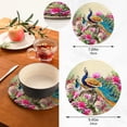 thumbnail image 3 of SKYSONIC 2 pcs Vintage Peacock Pretty Pot Holders Trivets, Heat Resistant Trivets,Colorful Flower Floral Cotton Thread Weave Mats for Hot Pads Pans Pot Bowl Teapot, 3 of 7