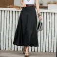 thumbnail image 2 of Ladies Fashion Casual High Waist Skirt Pure Color Stretchy Comfortable Flowy A-Line Midi Skirt for Women Stylish Versatile Outfit, 2 of 2