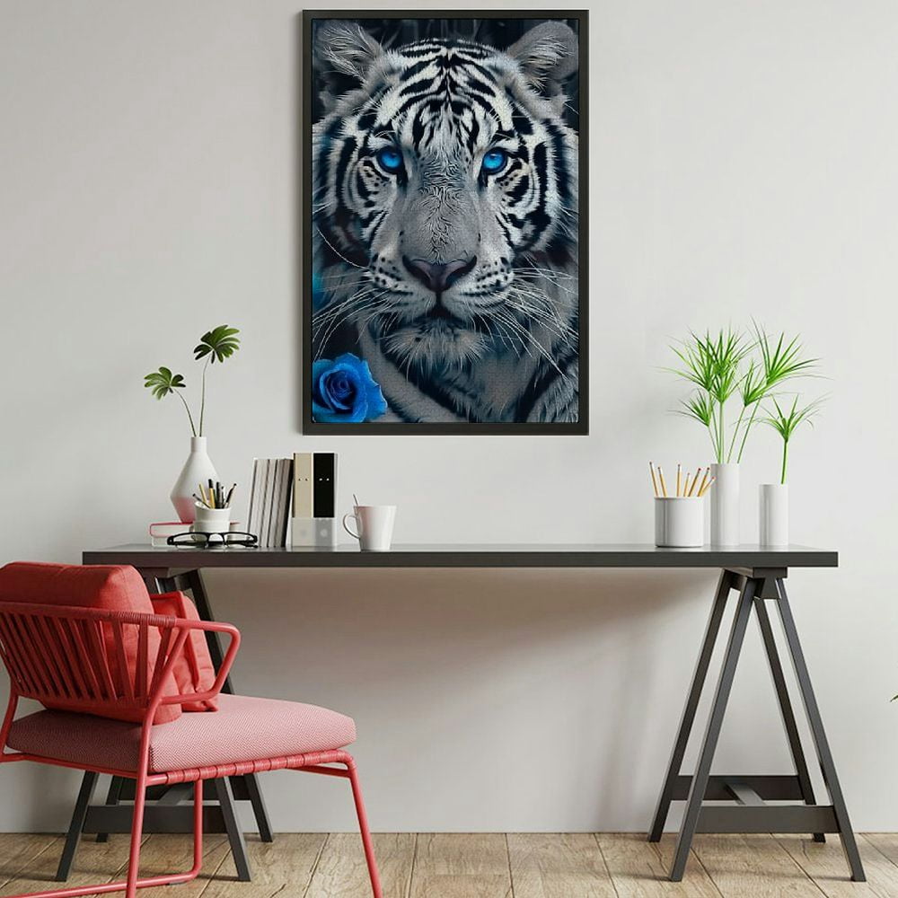 Shiartex White Tiger Blue Eyes Rose Wooden Jigsaw Puzzle for Family Friends, Premium Eco-Friendly Gift with Relaxing and Intellectual Challenge 1000PCS