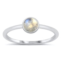 CHOOSE YOUR COLOR Round Moonstone Wholesale Ring .925 Sterling Silver Band White CZ Female Size 9