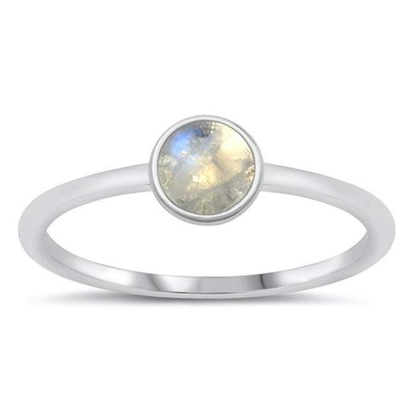 CHOOSE YOUR COLOR Round Moonstone Wholesale Ring .925 Sterling Silver Band White CZ Female Size 10