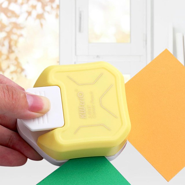 Perforadora de esquina perfecl forma de 3 vías R4mm R7mm R10mm amarillo 59x34x70mm