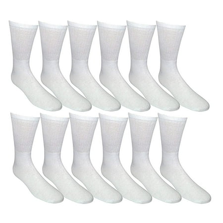 6 Pair Of excell Mens White Diabetic Neuropathy Socks, Sock Size 10-13