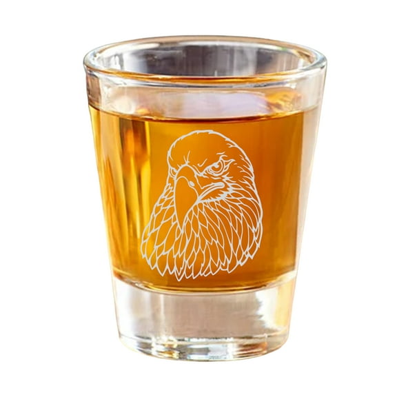 Hip Flask Plus Bald Eagle Detailed Shot Glass - Eagle Head