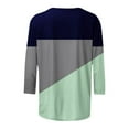 thumbnail image 4 of ATOYSOY Women's Crew Neck Sweatshirts Outwear Loose Tops 3/4 Sleeve Tees Fall Winter Retro Color Block Pullover Workout Casual Shirts Fashion Green L, 4 of 5