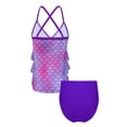 thumbnail image 3 of YONGHS Kids Girls Mermaid Swimsuit 2PCS Bikini Summer Bathing Suit Tankini Tops with Bottoms A Purple 8, 3 of 7