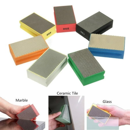 

Porfeet 60-3000 Grit Diamond Hand Polishing Pad Block Granite Marble Glass Grinding Tool(2)