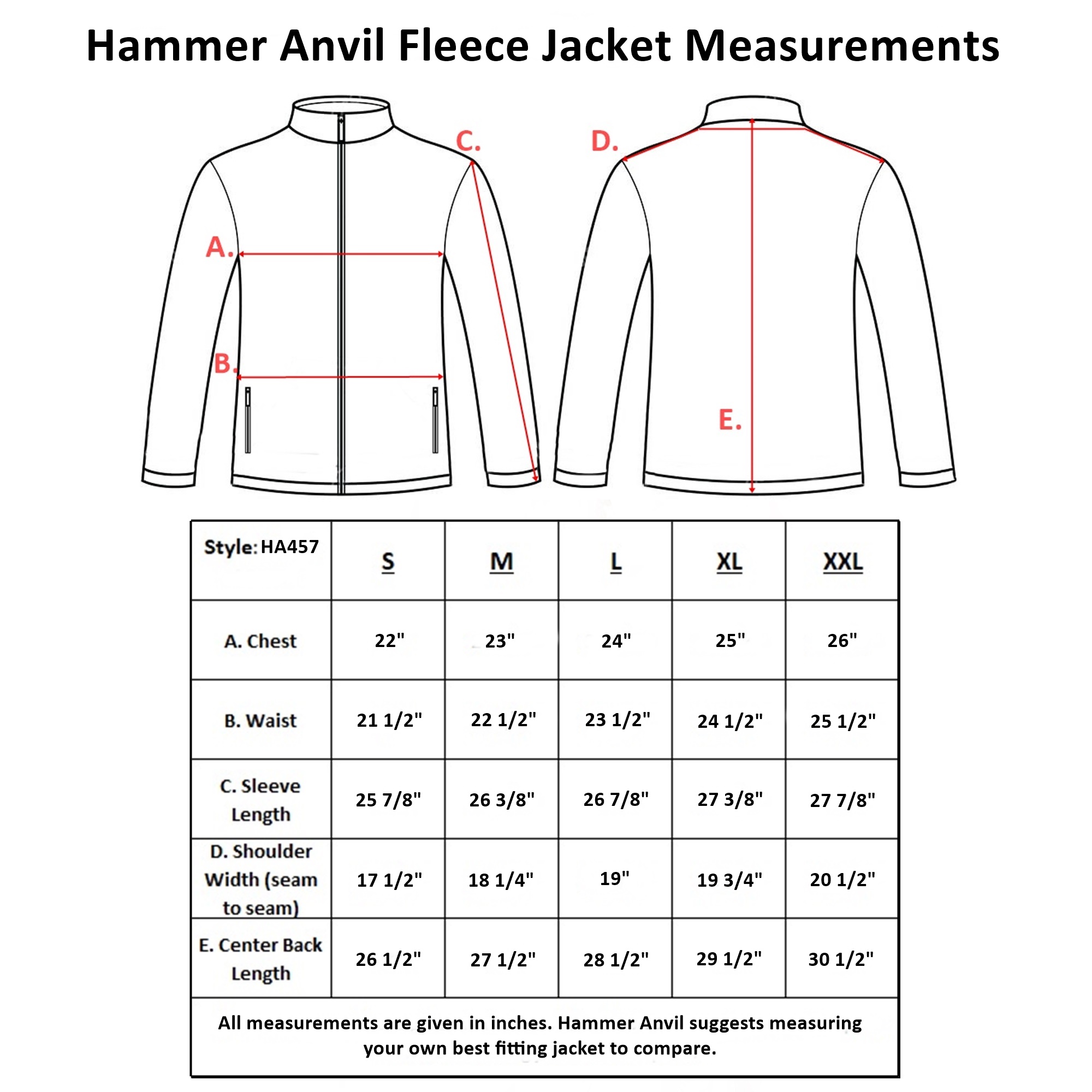 Hammer Anvil Mens Full Zip Up Polar Fleece Jacket Lightweight Warm Zipper Coat - image 2 of 7
