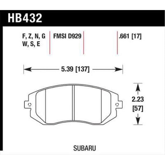 Hawk 03-05 WRX / 08 WRX D929 HP  Street Front Brake Pads Fits select: 2010 SUBARU FORESTER XS, 2011 SUBARU OUTBACK 2.5I PREMIUM
