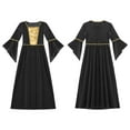 thumbnail image 2 of iiniim Kids Girls Medieval Princess Costume Long Flared Sleeve High Waist Maxi Dress Halloween 6-16 Black 6, 2 of 7