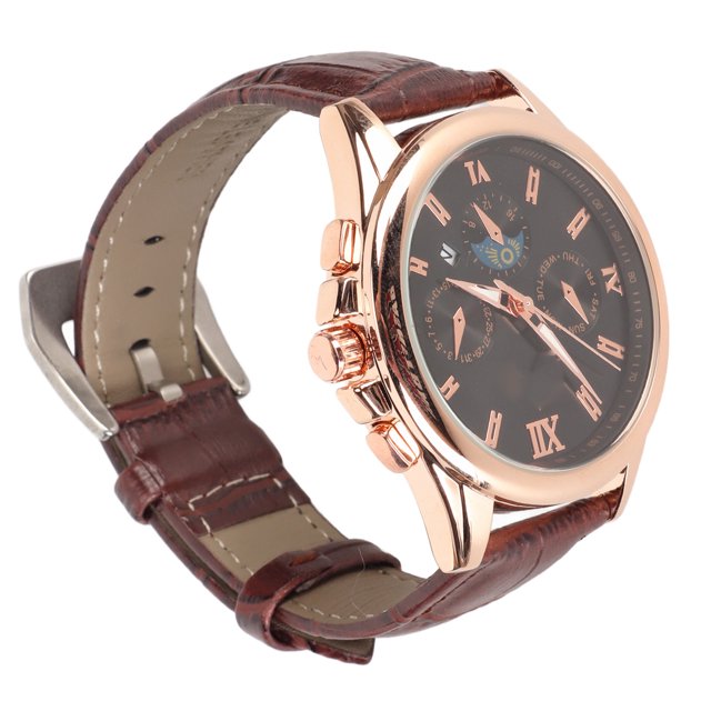 Reloj para hombre, reloj para hombre, reloj dorado rosa para hombre, reloj de cuero sintético para hombre, diseñado para el futuro