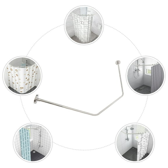 Wildnix Shower Curtain Rod, Adjustable 17.72-29.53in, 304 Stainless Steel, Diamond Shape, Drill-Free or Drilled Installation, Modern Silver Design