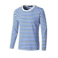 thumbnail image 1 of INSPIRE CHIC T-shirt à Manches Longues à Col Rond Rayé pour Homme en Coton, Haut à Enfiler Bleu et Blanc 46, 1 of 7