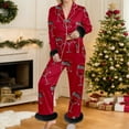 thumbnail image 2 of Women Christmas Pajamas Trim Long Sleeve Christmas Theme Printed Shirts Pants Cozy Sleepwear Set Pjs Sets for Women L, 2 of 5