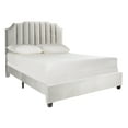 thumbnail image 3 of SAFAVIEH Streep Modern Glam Upholstered Bed Frame, Full, Pewter, 3 of 7