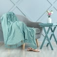 thumbnail image 4 of LR Home Aqua Blue Shag Diamond Lightweight Cotton Throw Blanket, 50" x 60", 4 of 9