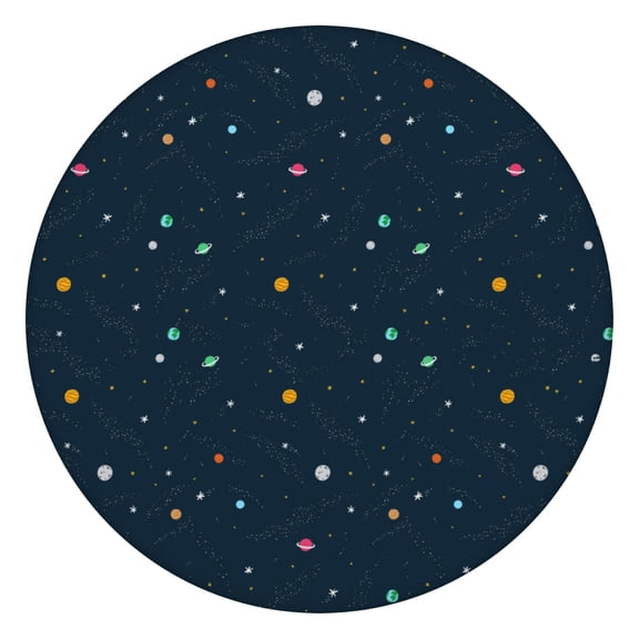Outer Space Round Fitted Table Cover Spill-Proof & Scratch-Resistant for Kids & Pets