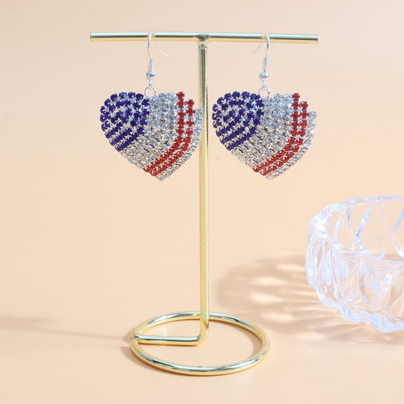 YYKihy 4th Of July Independence Day Patriotic Earring For Women American Flag Dangle Earrings Patriotic Red White Blue USA Earring Pave Stud