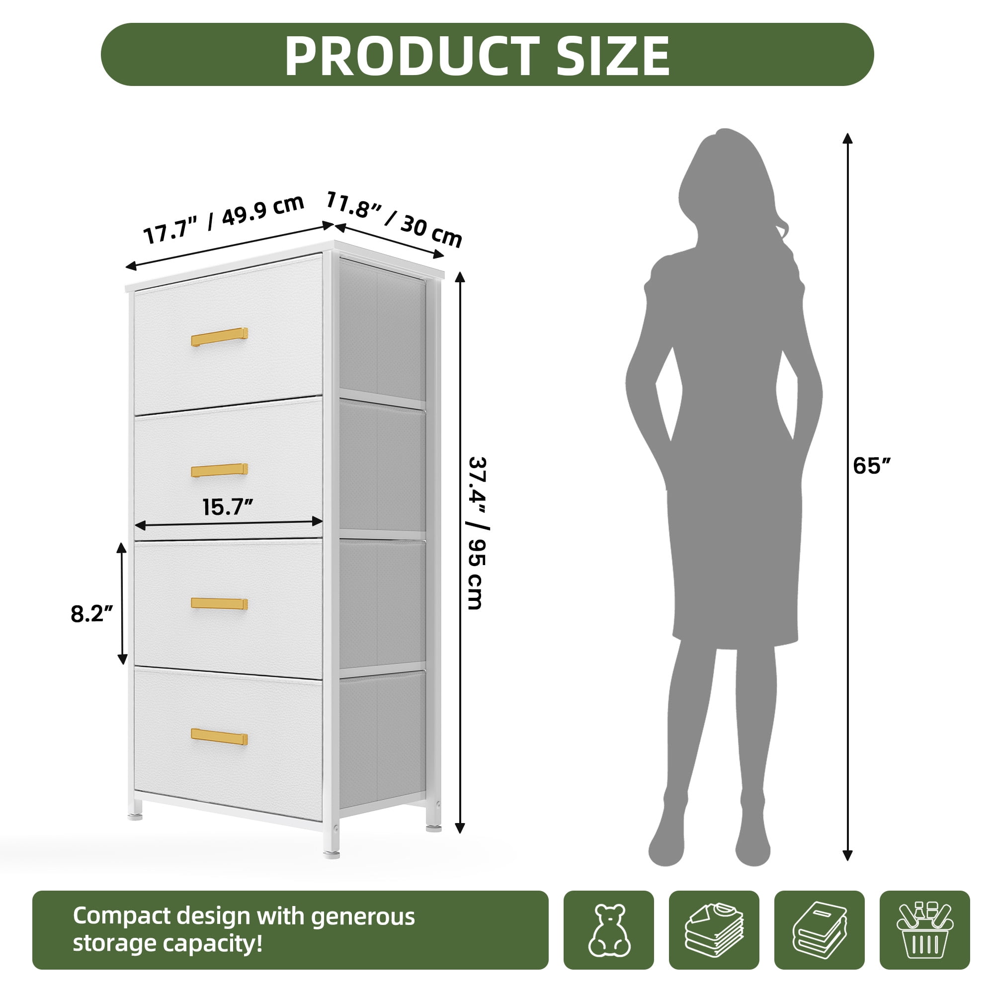 Uforic 4 Drawers Fabric Storage Dresser for , Living Room, Hallway, Closets for Adult