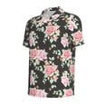 thumbnail image 3 of Daiia Rose Flowers Pattern Men’s Polo Shirts,Solid Deck Shirt,Classic Fit, Breathable Cotton Polo for Casual and Sport Wear-Large, 3 of 9