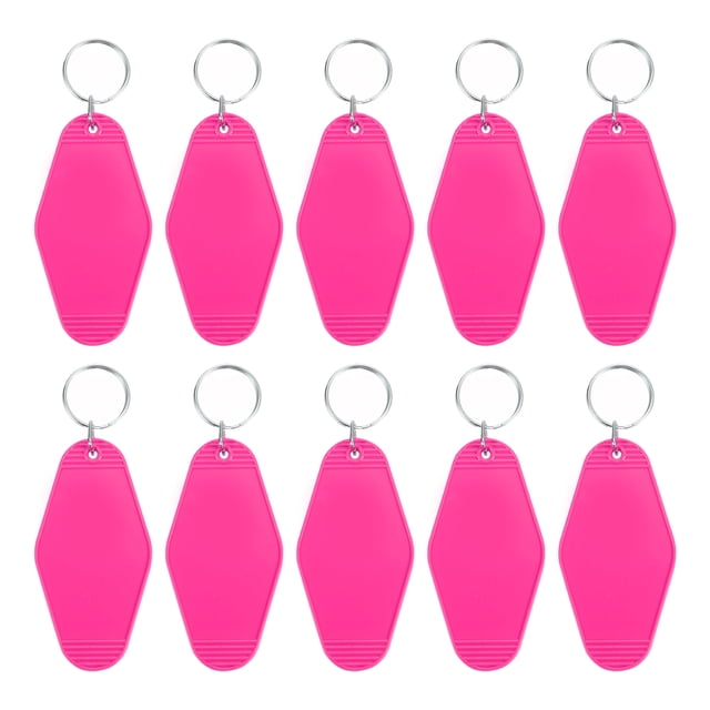 Unique Bargains Vintage Motel Keychain Blank Hotel Keychains Rhombus Retro Key Tag, Rose Red, 10 Pack
