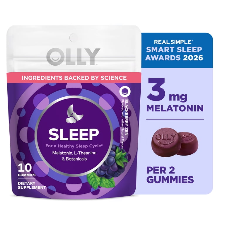 2 pack) OLLY Sleep Gummy Supplement, 3mg Melatonin, L-Theanine