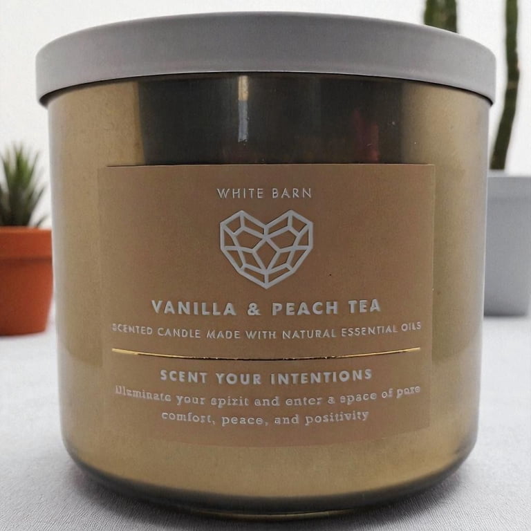 Bath and Body Works Vanilla & Peach Tea 3-Wick Candle Scented