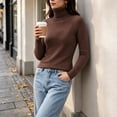 thumbnail image 6 of Womens Sweaters Classic Long Sleeve Turtleneck Lightweight Soft Sweaters Casual Basic Stretchy Slim Fit Knitted Pullover Tops,Sizes M-3XL, 6 of 8