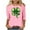 Pink, variant on St.Patrick's Day Ladies Tops Cute Oversized 3/4 Sleeve Black Colorful Bow Graphic Blouses Womens Shirt L