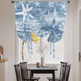 thumbnail image 3 of Haze Blue Coastal Balloon Curtains for Living Room/French Door, Summer Beach Nautical Starfish Coral Vintage Tie Up Curtains 63 Inch Length Energy Saving Kitchen Curtains Shades for Windows 42"x63", 3 of 8