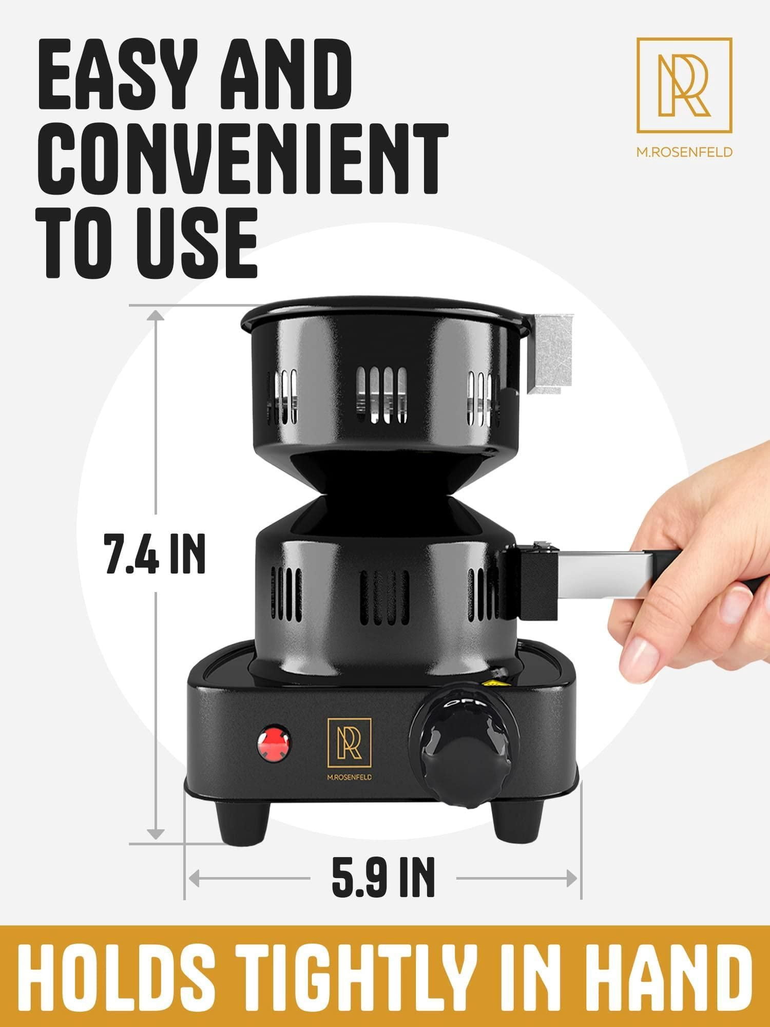 Multipurpose Electric Charcoal Starter Electric Charcoal Burner ETL Approved Electric Stove Coconut Charcoal Lighters with Tongs 450W Hot Plate Electric with 304 Stainless Steel Coiled Burner