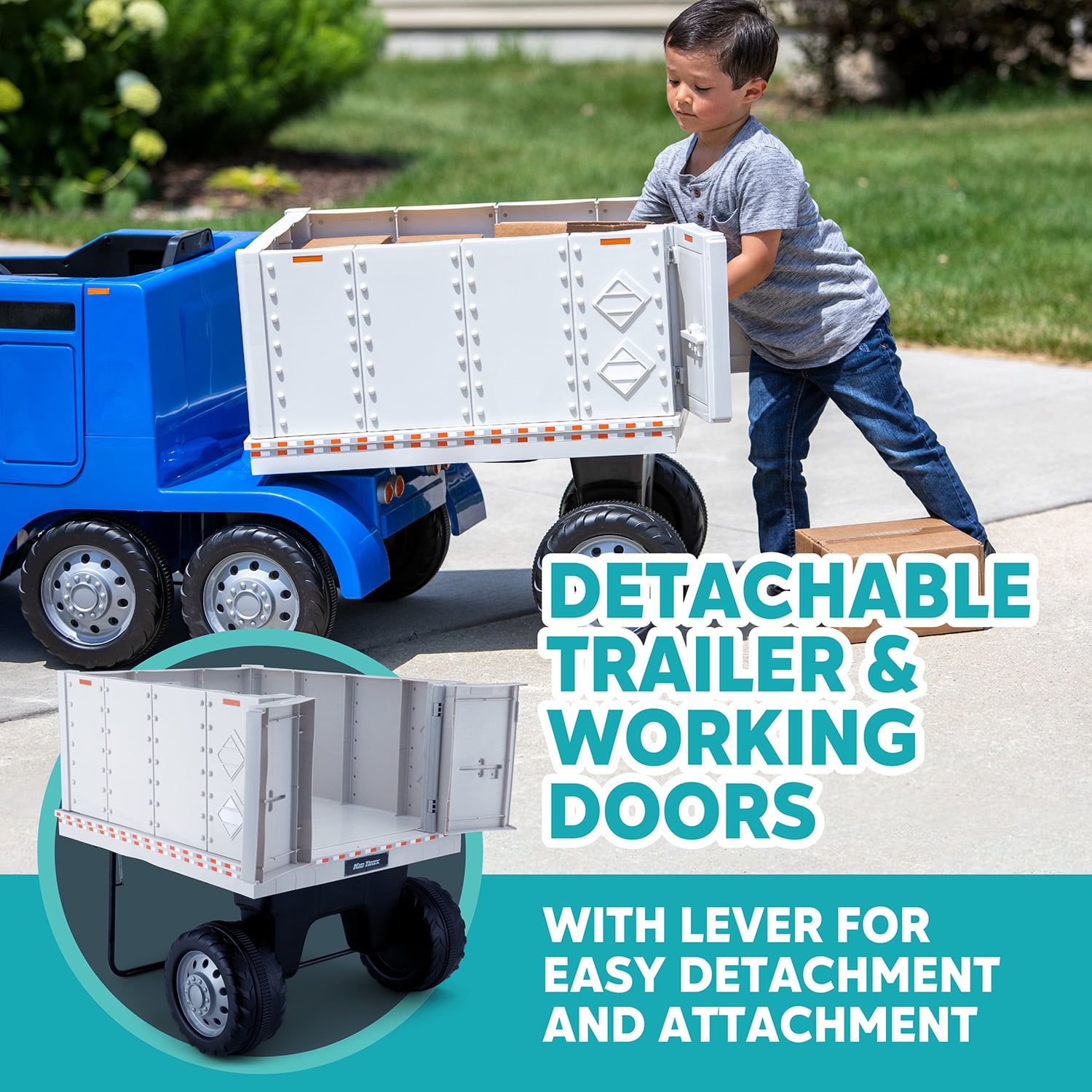 Kid Trax Blue Semi-Truck and Trailer Ride-On Toy Bangladesh Ubuy