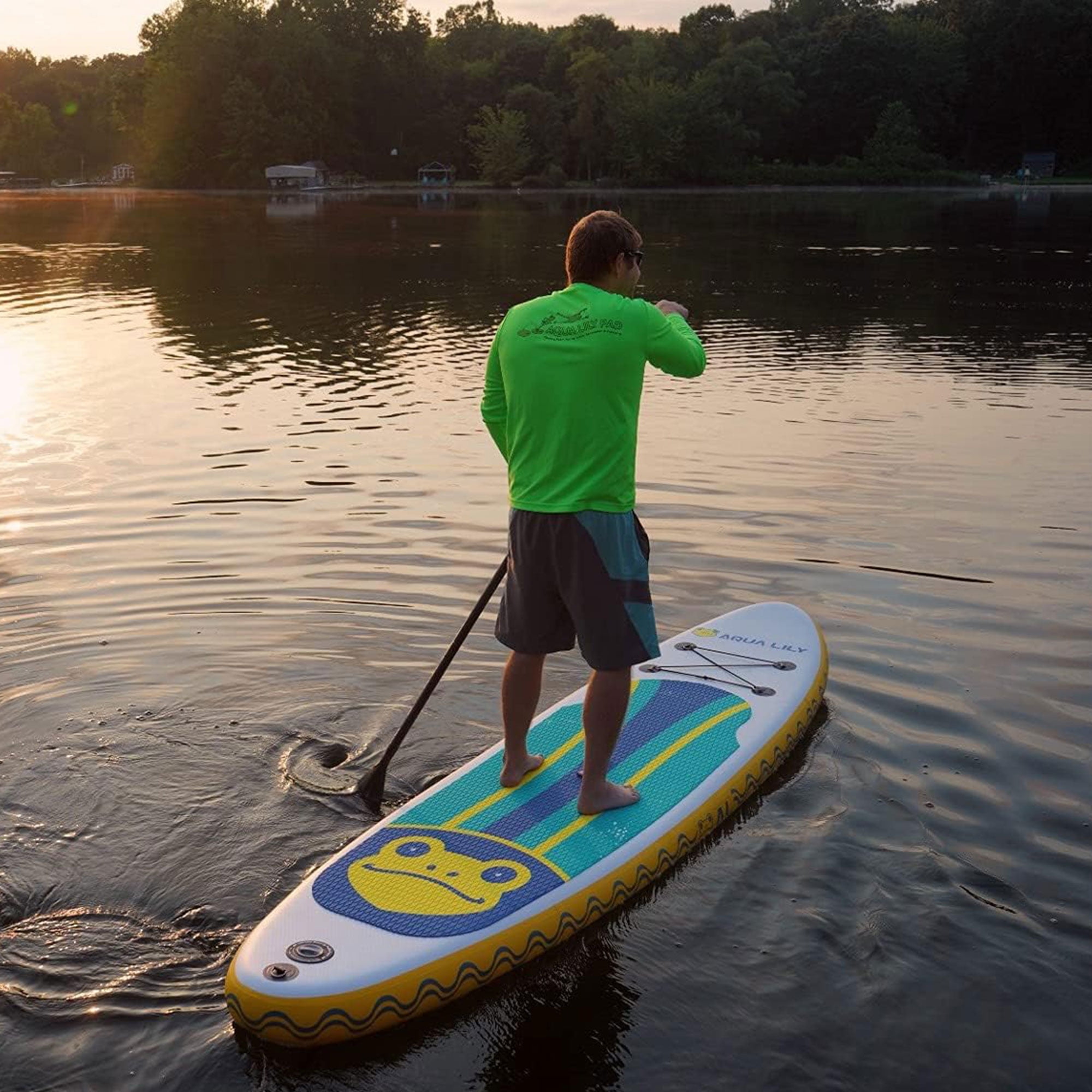 Aqua Lily Pad Premium Inflatable Stand Up Paddle Board w/Accessories & Bag
