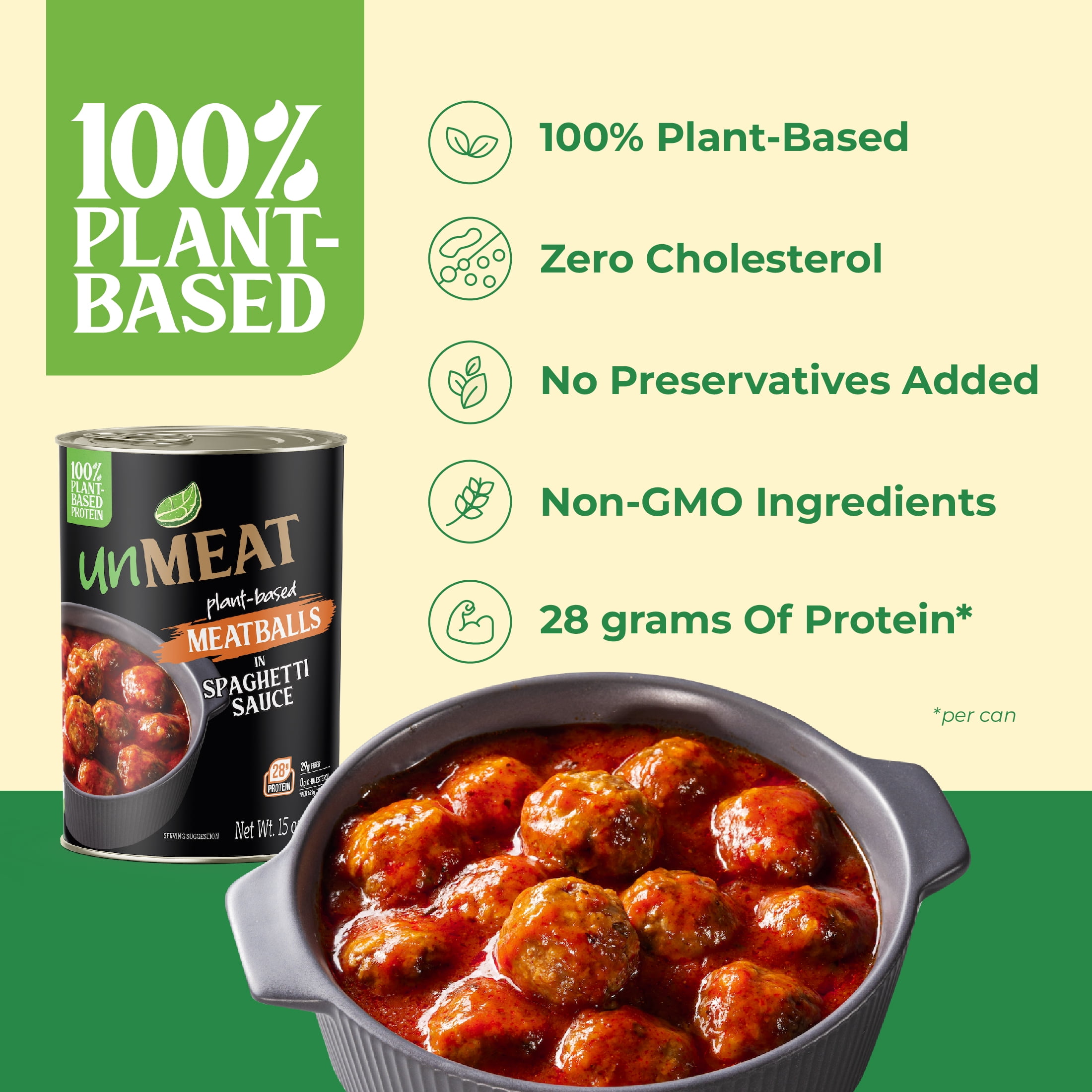 unMEAT Plant-Based Meatballs In Spaghetti Sauce, 15oz Can