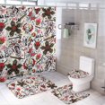 thumbnail image 1 of Juego de 4 cortinas de ducha de Stranger Things con alfombrillas antideslizantes, tapa de inodoro y alfombrilla de baño, cortina de ducha impermeable con decoración de dibujos animados para baño con, 1 of 8