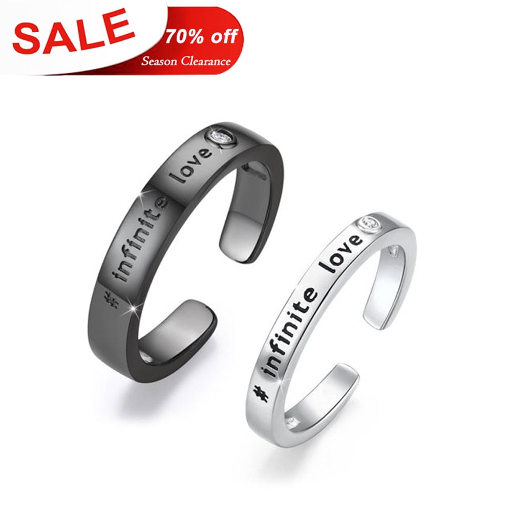 Cuoka His and Her Real Love Promise Ring 925 Sterling Silver Couple's Matching Infinite Love Rings Adjustable Open Rings Jewelry Valentine's Day Birthday Xmas Gift for Couple Wife Girlfriend