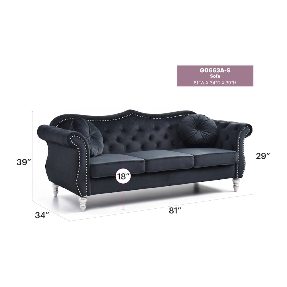 Glory Furniture Hollywood Sofa in Black Color
