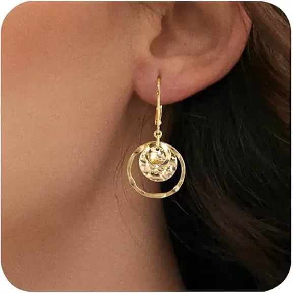 14K Gold Plated Leverback Earrings for Women Hypoallergenic Circle Drop Dangle Earrings Jewelry Gifts