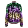 thumbnail image 6 of Outfmvch mardi gras jacket mardi gras sequin top mardi gras jackets for women workout tops for women Spring And Autumn Women's Long Sleeve Sequined Long Sleeve Cardigan Jacket Top Purple 2 XL, 6 of 9