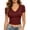 Wine, variant on YODETEY Women’s V-Neck Side Ruched Short Sleeve Crop T-Shirt, Everyday Casual Stretch Slim V Neck Tee, Women's Plus,Size S-5XL