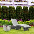 thumbnail image 7 of Outdoor Side Table for Patio Small Rattan Wicker Coffee Table Balcony Table Outside end Table with Poly Lumber Table top & Storage Bistro Table for Garden Pouch Deck Living Room Backyard Grey, 7 of 7