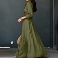 thumbnail image 6 of QUNYINEY Casual Dresses for Women 2026 Long Long Sleeve Commute Flowy A Line Dress Slim Fit Casual Button Down Collared Solid Dresses, 6 of 9